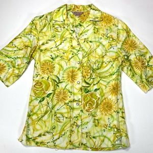 VTG H Bar C California Ranchwear Blouse Yellow 32